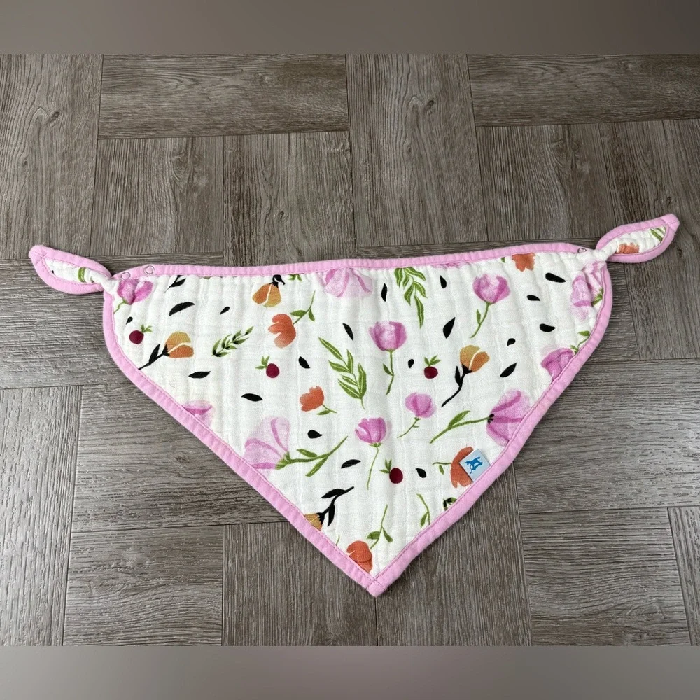 Little Unicorn Cotton Muslin Soft Floral Button Closure Bandanna Bibs Set of 4